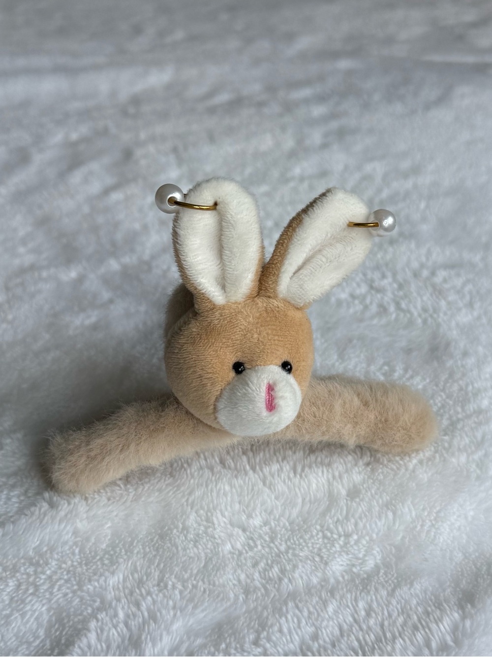 SUSAN ALEXANDRA Beige Bunny w/ Pierced Ears Hair Claw Clip